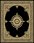 Black Gold Ornate Floral Design Rug