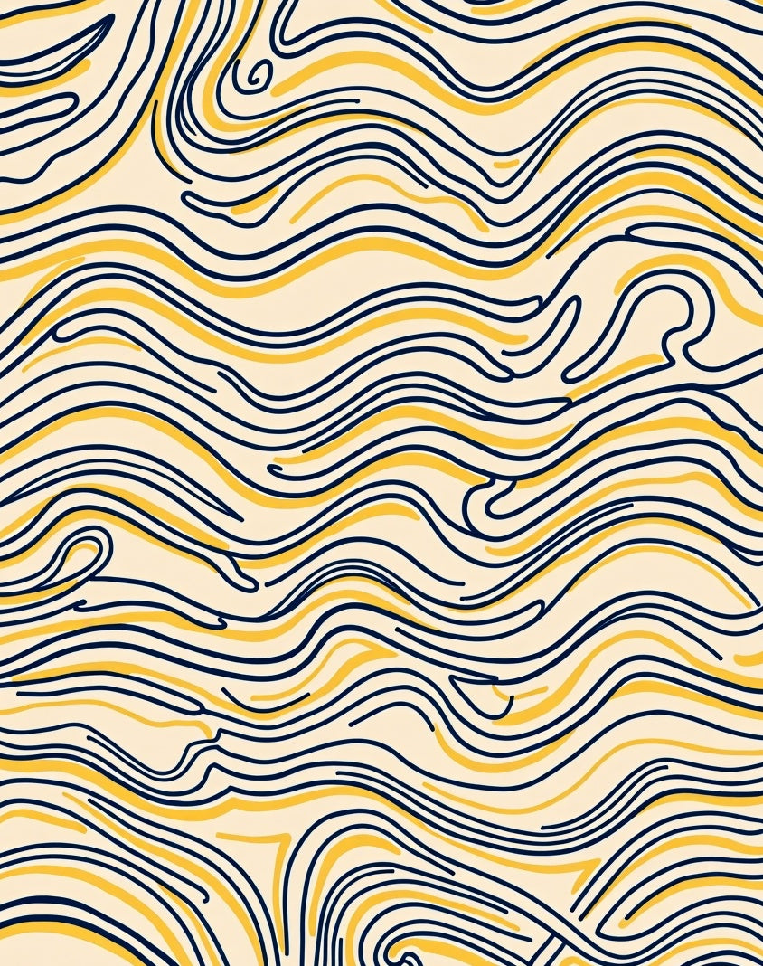 Abstract Yellow Flowing Line Design Rug