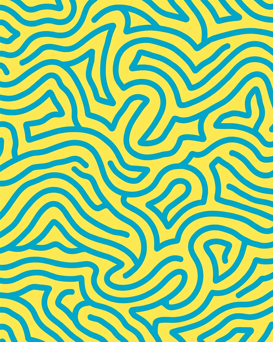 Bold Blue Flowing Lines Rug