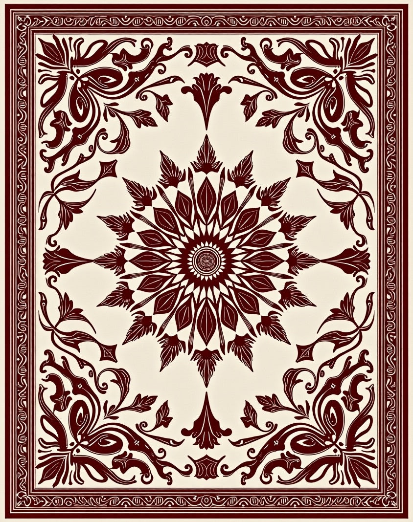 Dazzling Floral Medallion Border Design Rug