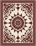 Dazzling Floral Medallion Border Design Rug