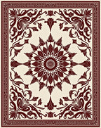 Dazzling Floral Medallion Border Design Rug