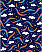Playful Rainbow Cloud Star Pattern Rug