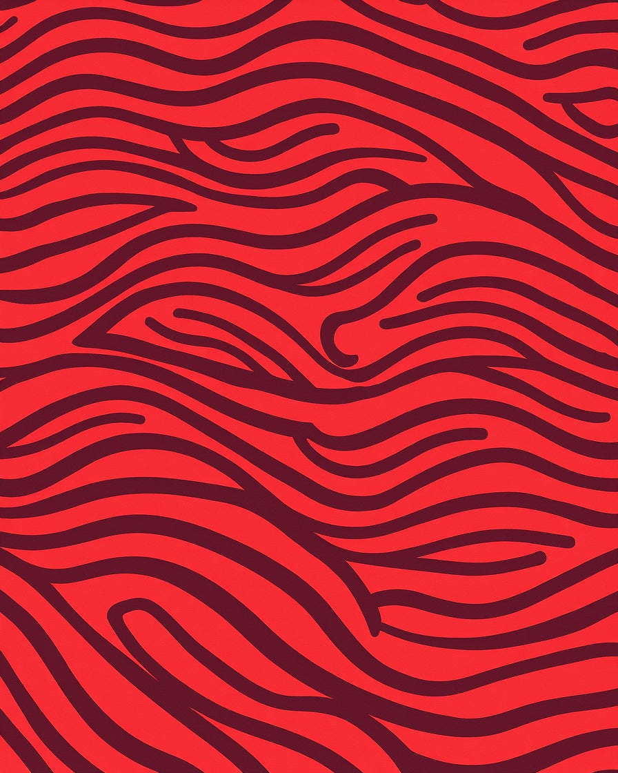 Bold Red Wavy Stripe Design Rug