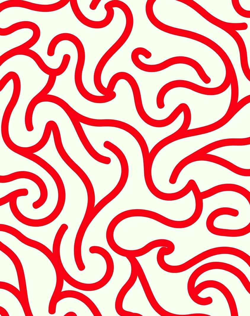 Bold Red Swirling Abstract Pattern Rug