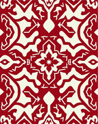 Red Cream Intricate Symmetry Design Rug