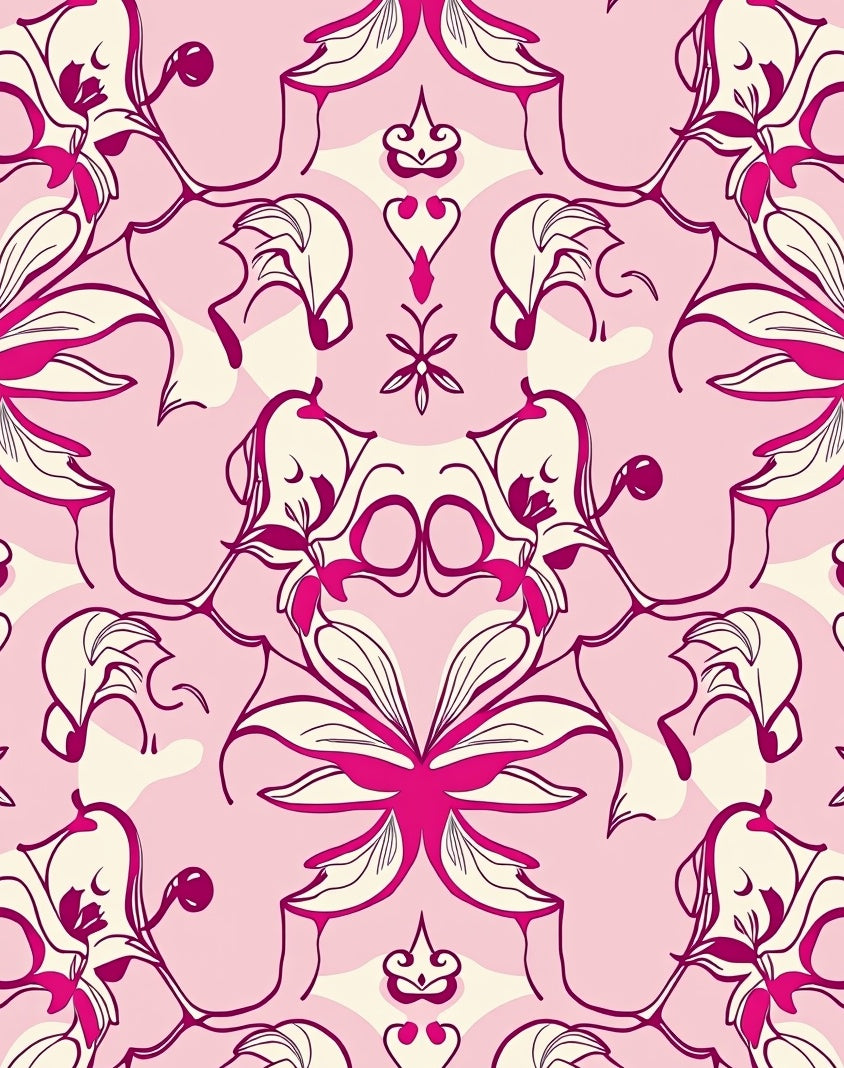 Fuchsia Floral Swirls Pattern Rug