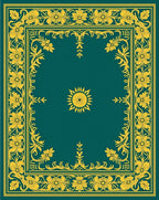 Golden Floral Detailed Border Design Rug