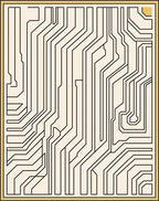 Abstract Circuit Board Linear Pattern Rug