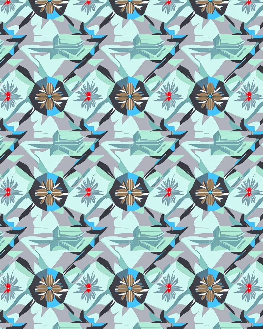 Geometric Floral Abstract Pattern Design Rug