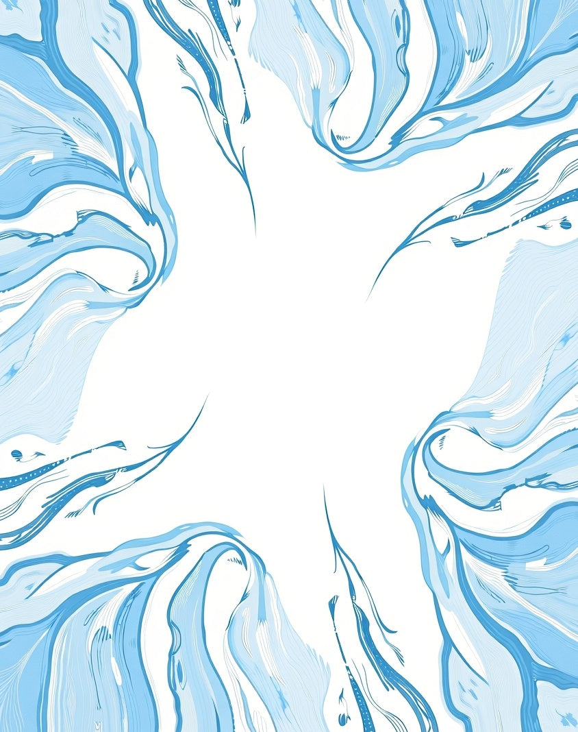 Abstract Blue Flowing Lines Rug