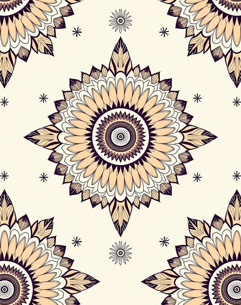 Mandala Patterned Floral Rug