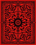 Bold Red Black Swirl Floral Pattern Rug