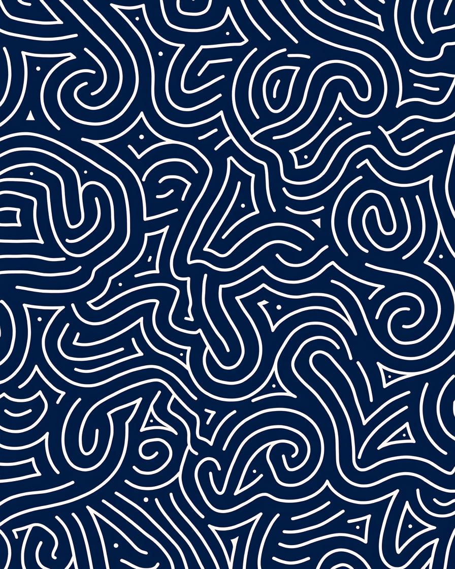 Abstract Organic Maze Pattern Design Rug