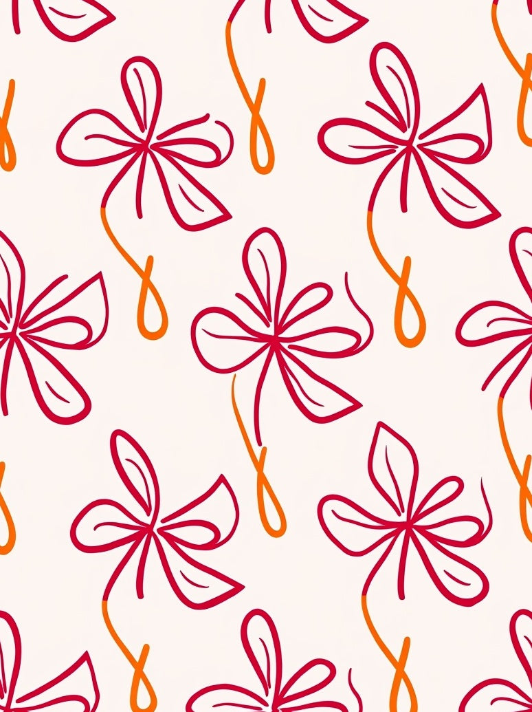 Red Orange Bloom Line Art Rug