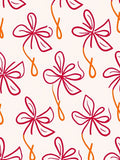 Red Orange Bloom Line Art Rug