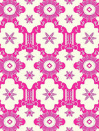 Ornate Pink Floral Geometric Pattern Rug