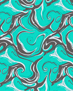 Turquoise Swirl Abstract Pattern Rug