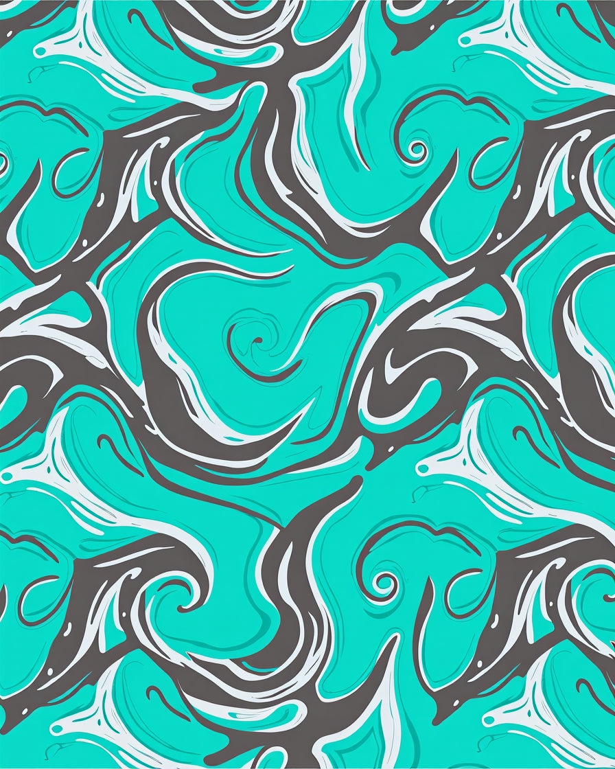 Turquoise Swirl Abstract Pattern Rug