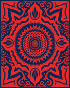 Bold Red Navy Symmetrical Design Rug
