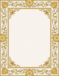Ornate Golden Scrollwork Regal Border Rug