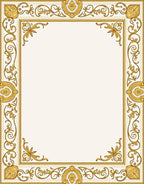 Ornate Golden Scrollwork Regal Border Rug