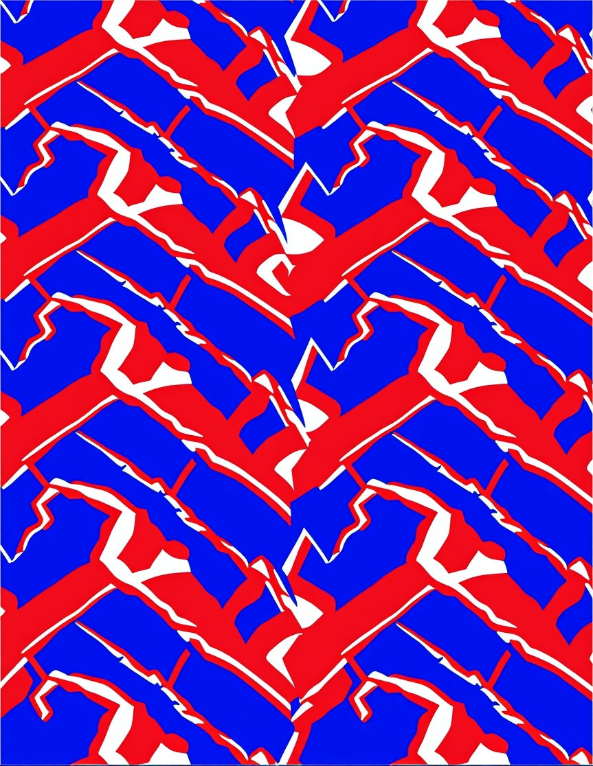 Abstract Red Blue Sharp Lines Rug