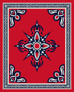 Crimson Starburst Geometric Pattern Rug
