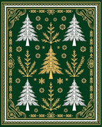 Emerald Forest Pine Snowflakes Rug