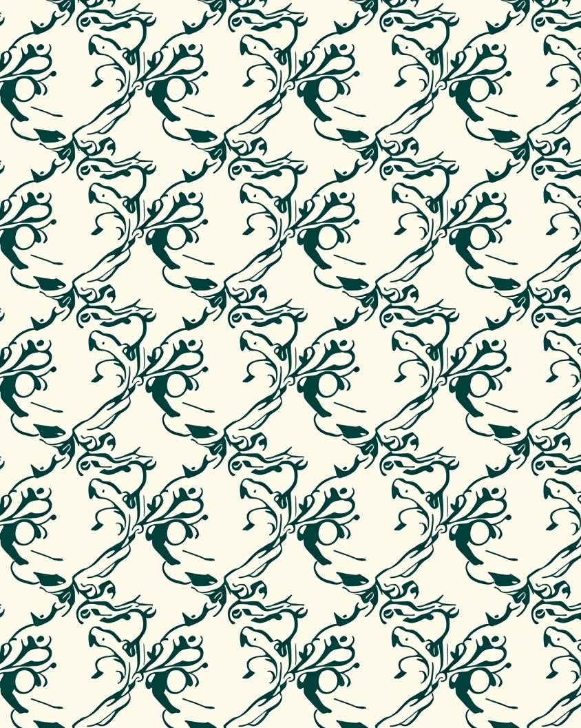 Dark Green Vintage Swirl Pattern Rug