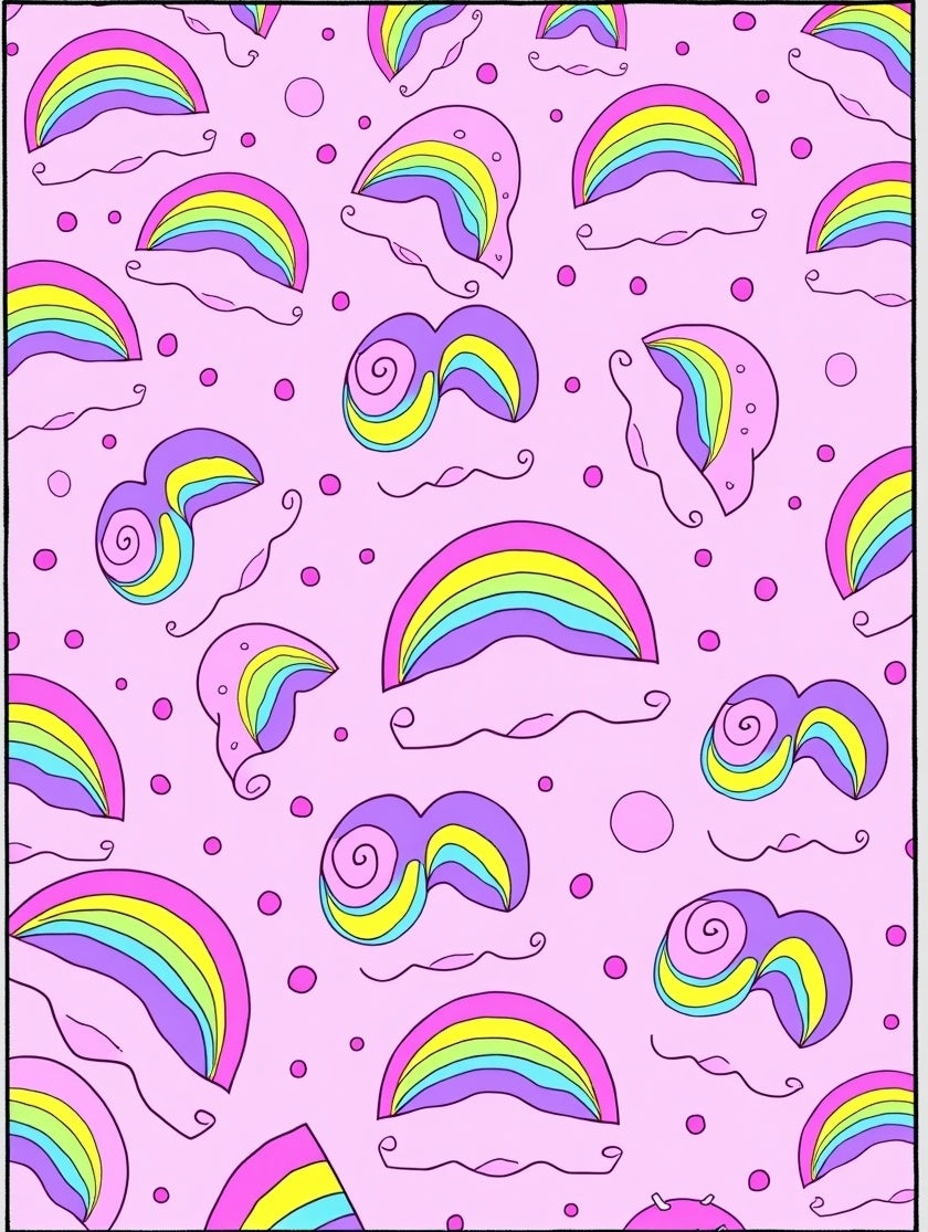 Whimsical Rainbow Cloud Pattern Rug