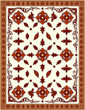 Terracotta Floral Leaf Pattern Rug
