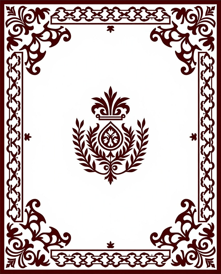 Ornate Scrollwork Emblem Design Rug