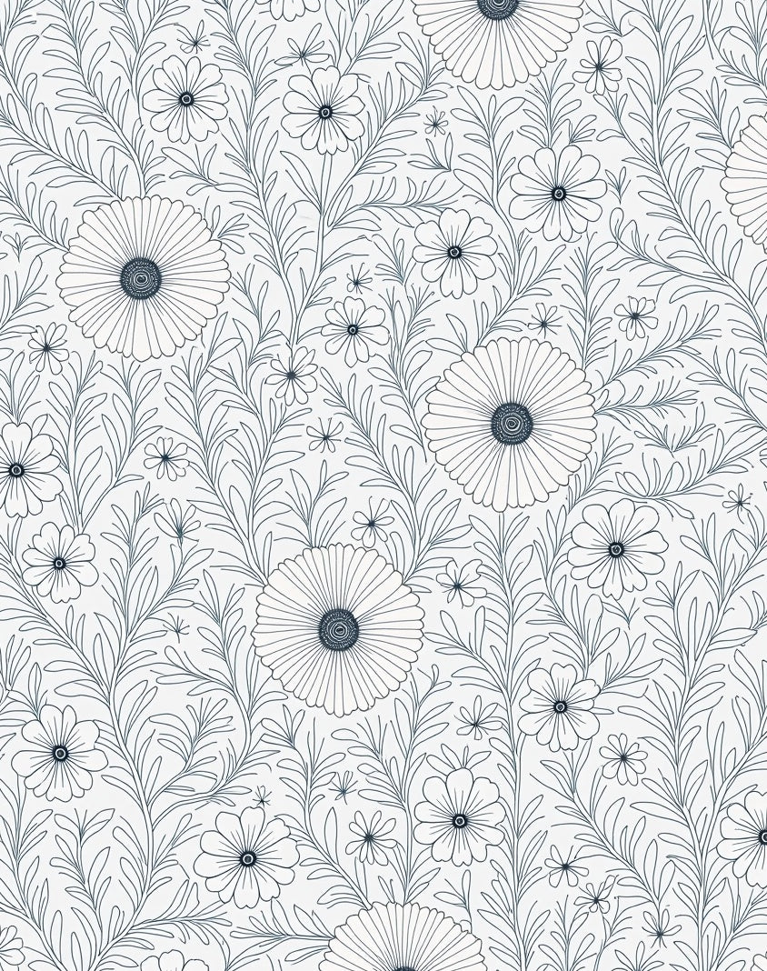 Floral Botanical Line Art Design Rug