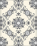 Elegant Gray Floral Motif Pattern Rug