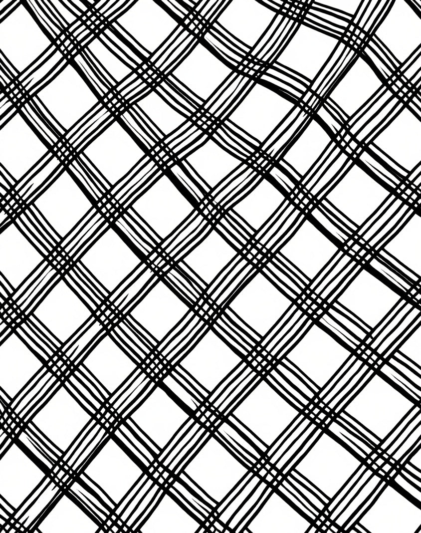 Hand Drawn Plaid Line Art Rug