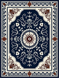 Intricate Dark Blue Floral Medallion Rug