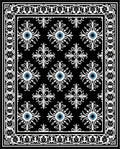 Classic Black White Floral Medallion Rug
