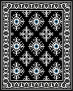 Classic Black White Floral Medallion Rug