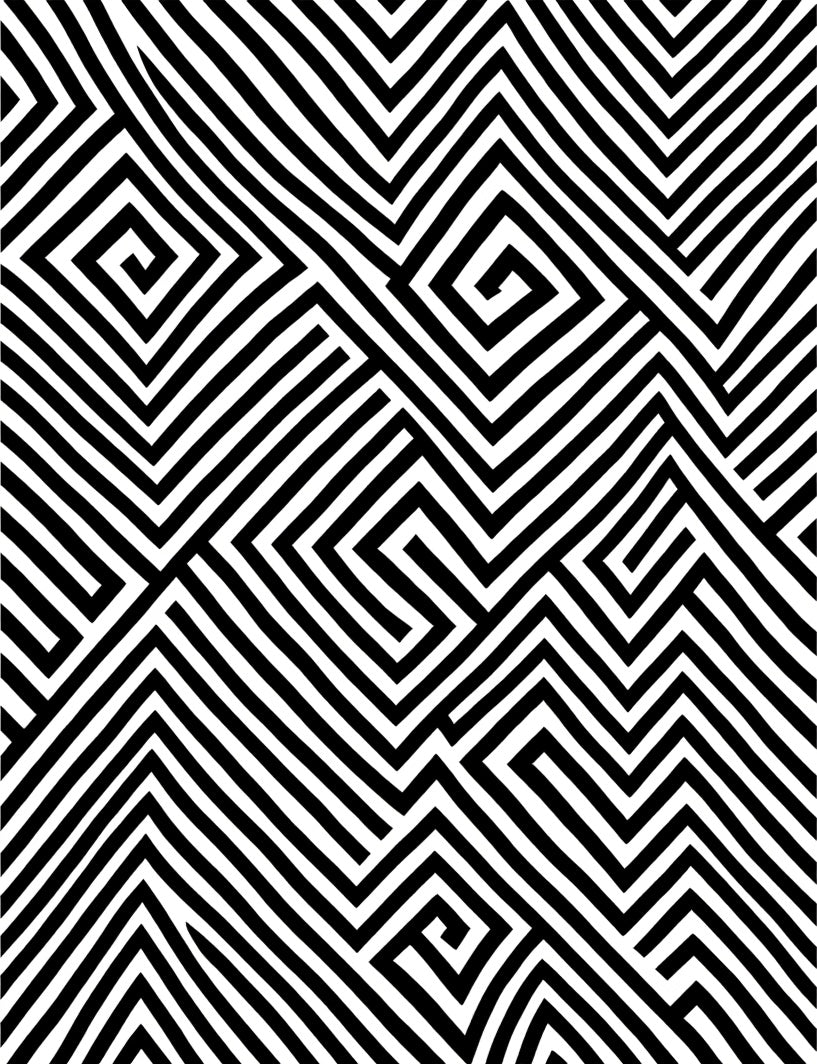 Geometric Swirl Labyrinth Pattern Rug