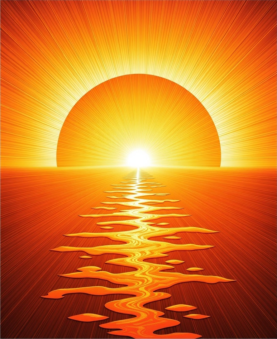 Radiant Sunburst Sunset Ocean Path Rug