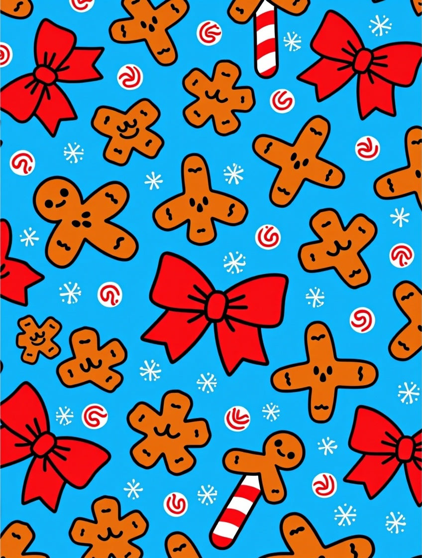 Festive Gingerbread Christmas Bows Rug