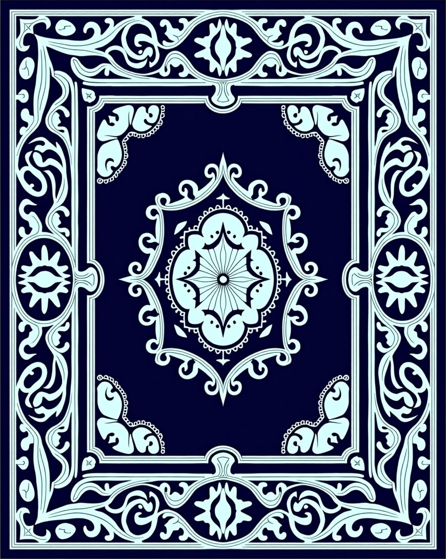 Dark Blue Eye Inspired Intricate Design Rug