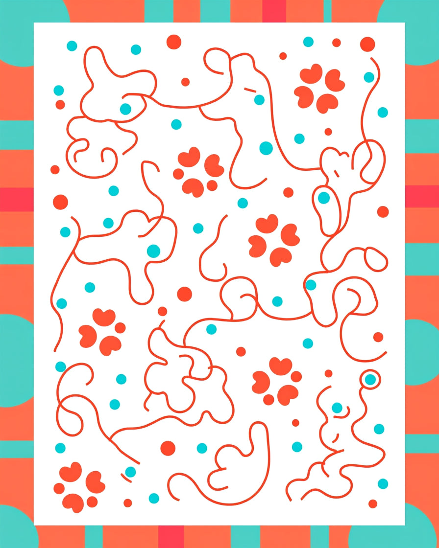 Orange Aqua Heart Swirl Design Rug