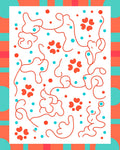Orange Aqua Heart Swirl Design Rug