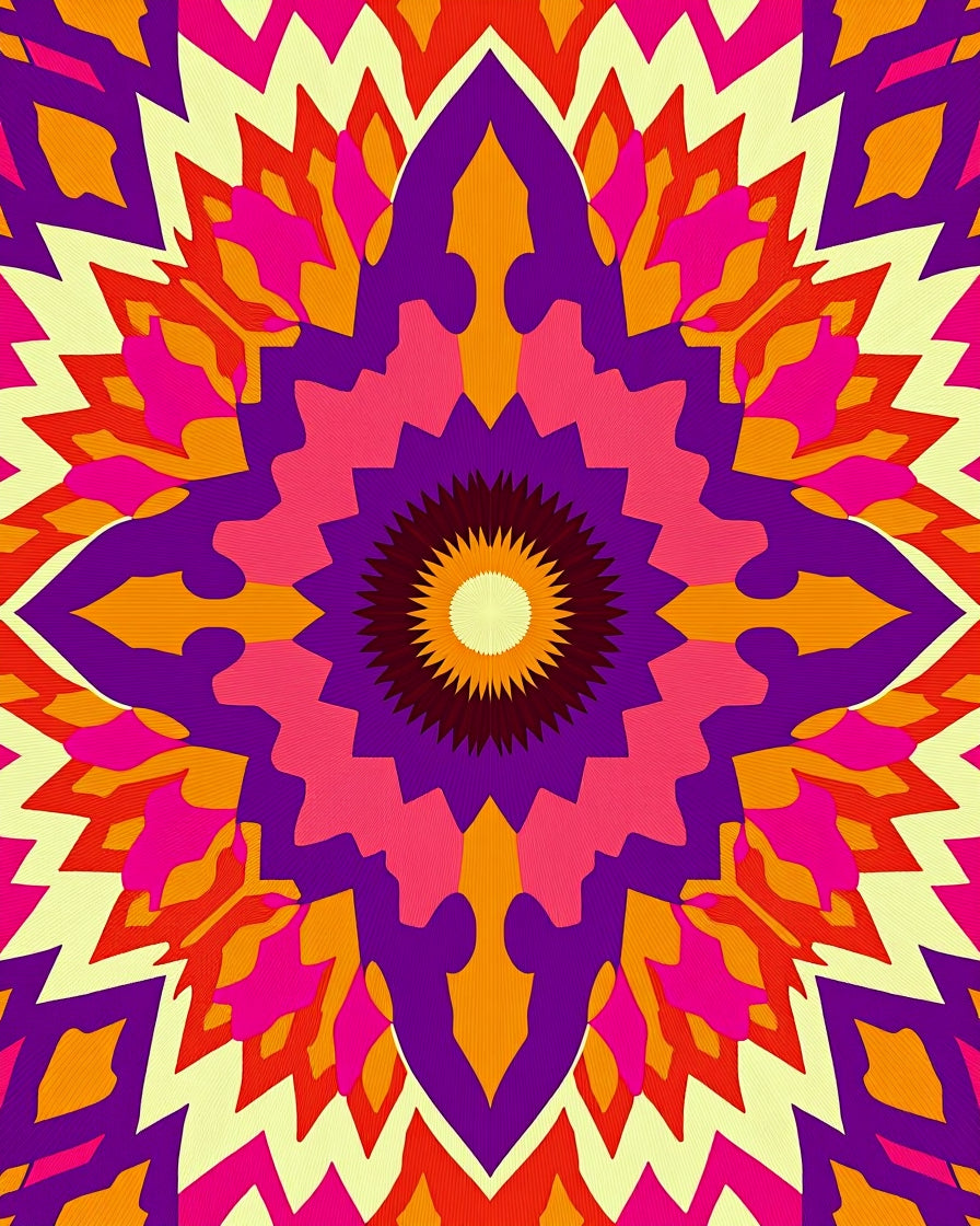 Vibrant Kaleidoscope Geometric Design Rug