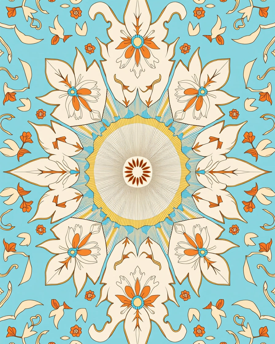 Floral Mandala medallion pattern Rug