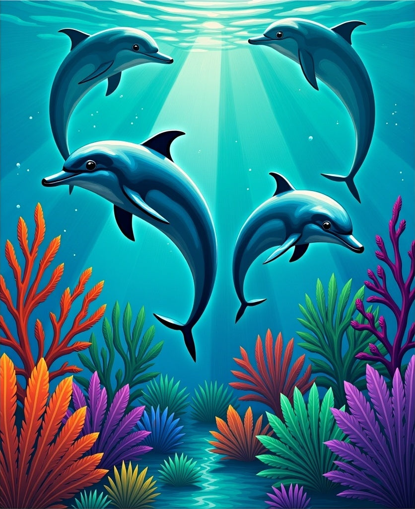 Ocean Coral Dolphin Print Rug