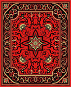 Bold Red Black Ornate Medallion Rug
