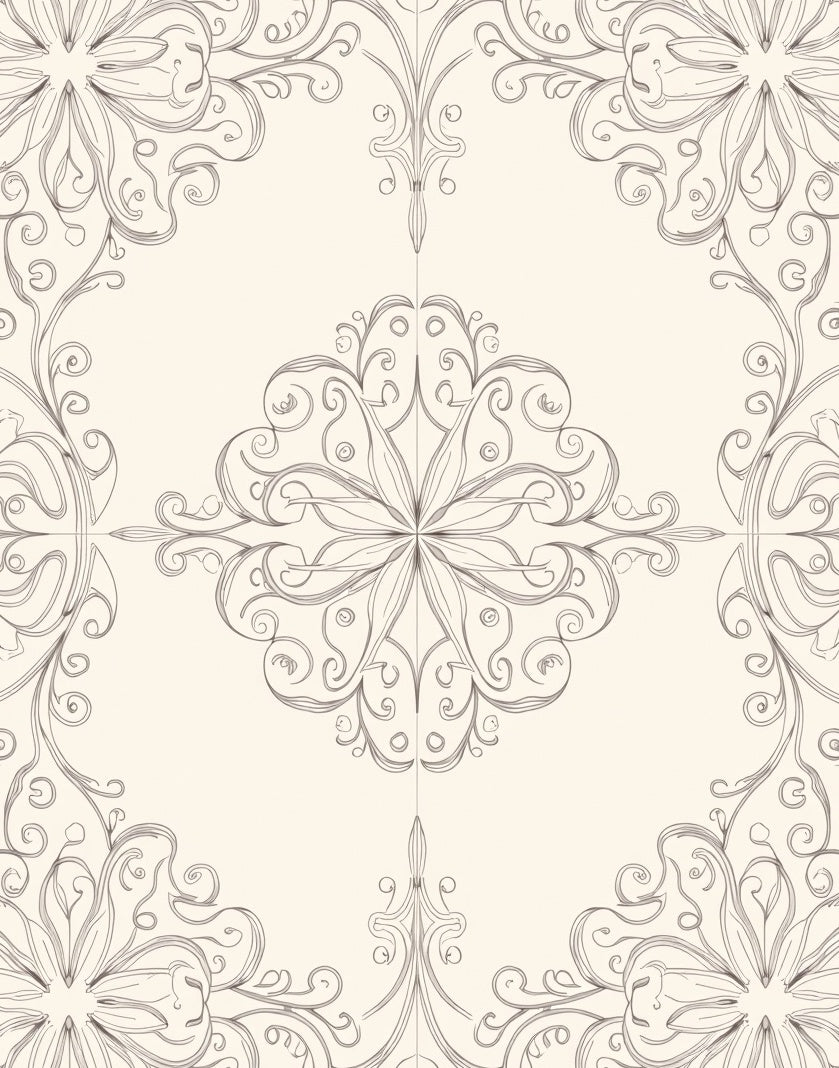Elegant Floral Scrollwork Pattern Rug